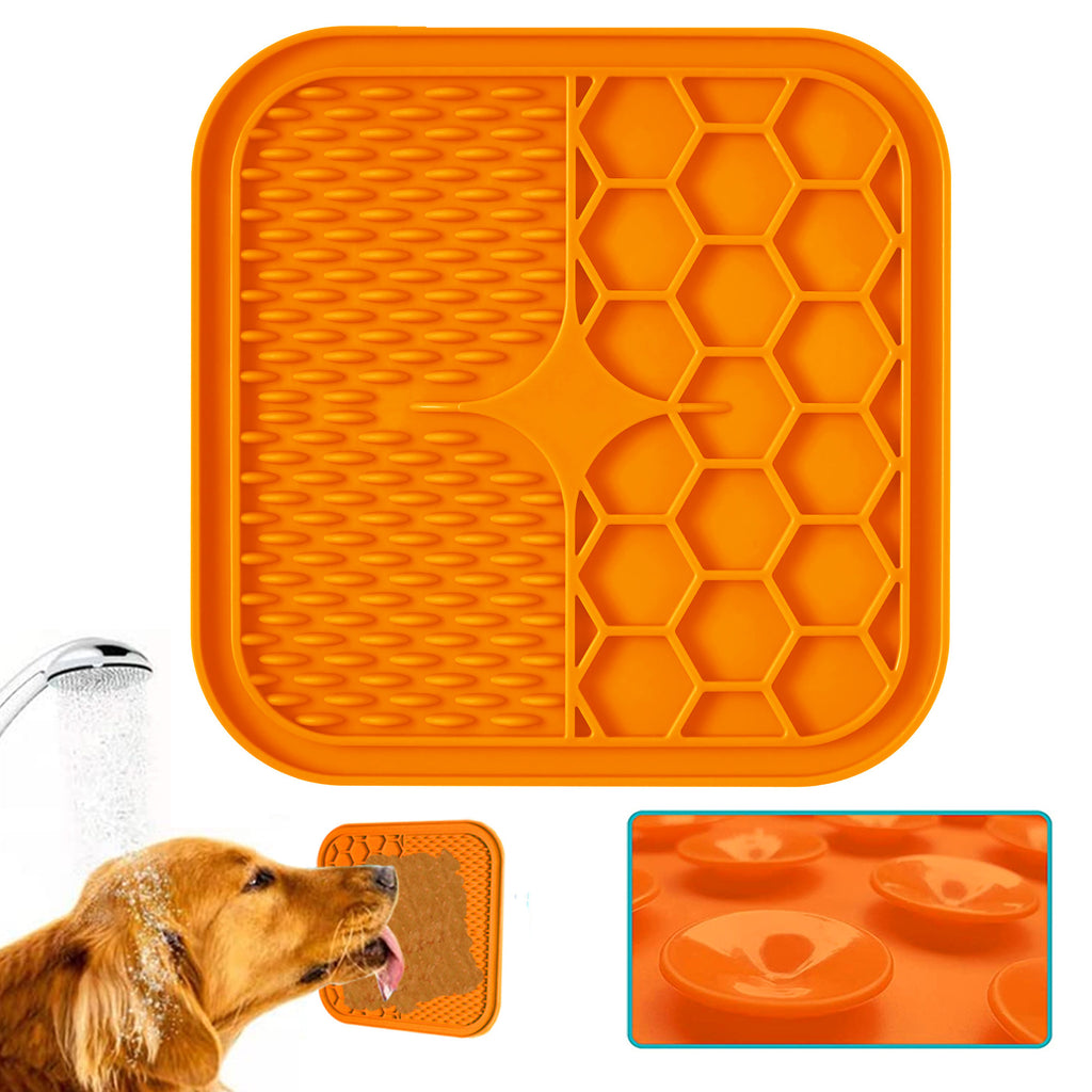 PawSolve Slow Feeder Lick Mat for Dogs & Cats — 2-Pack with Scraper, 21×21 cm Silicone