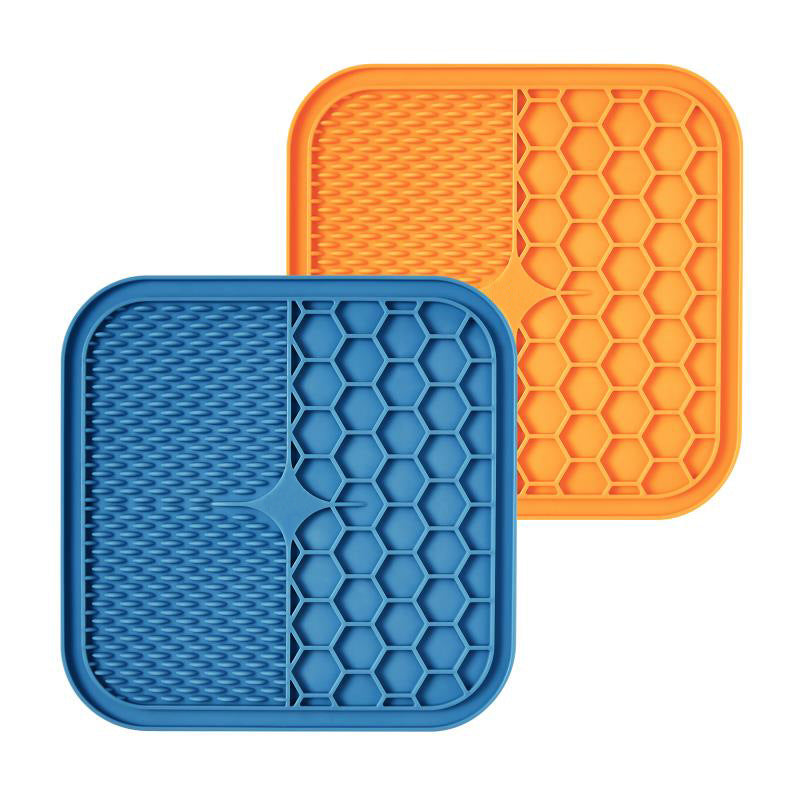 PawSolve Slow Feeder Lick Mat for Dogs & Cats — 2-Pack with Scraper, 21×21 cm Silicone