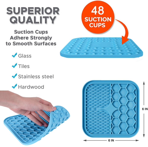 PawSolve Slow Feeder Lick Mat for Dogs & Cats — 2-Pack with Scraper, 21×21 cm Silicone