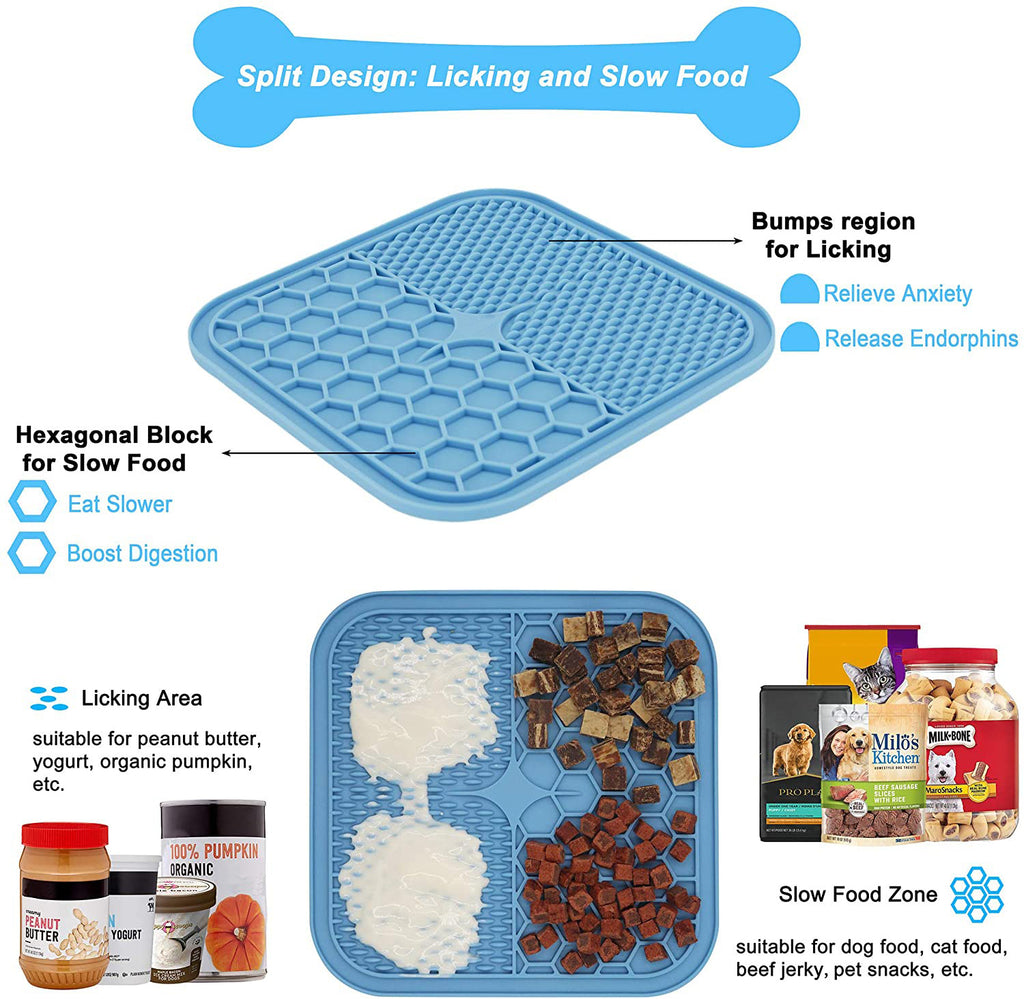 PawSolve Slow Feeder Lick Mat for Dogs & Cats — 2-Pack with Scraper, 21×21 cm Silicone